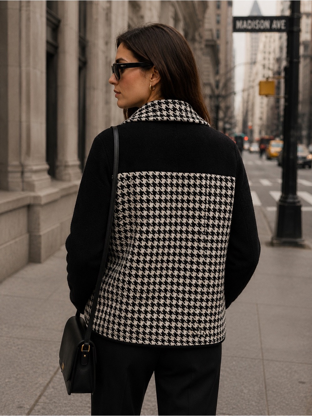 MAGASCHONI Houndstooth Knit Jacket Black White Double Breasted Quiet Luxury Sz S - Picture 15 of 16